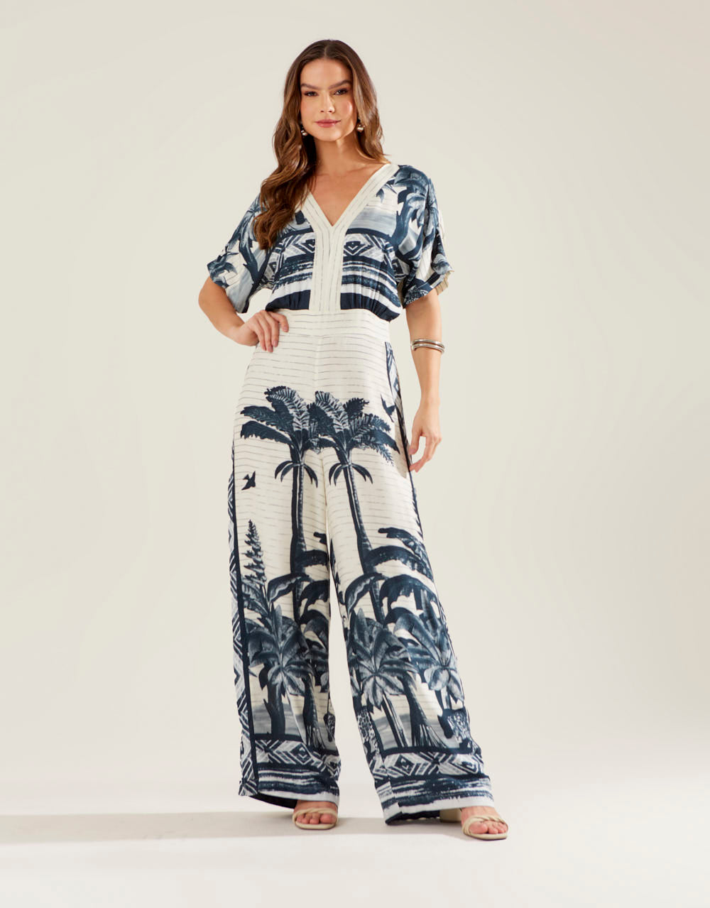 Everly Tropical Barred Jumpsuit