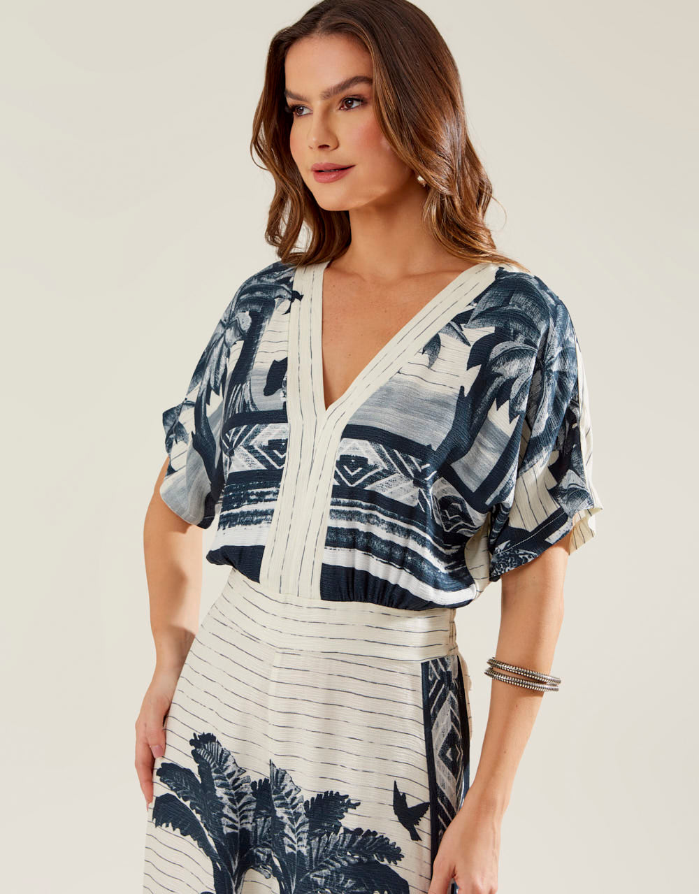 Everly Tropical Barred Jumpsuit