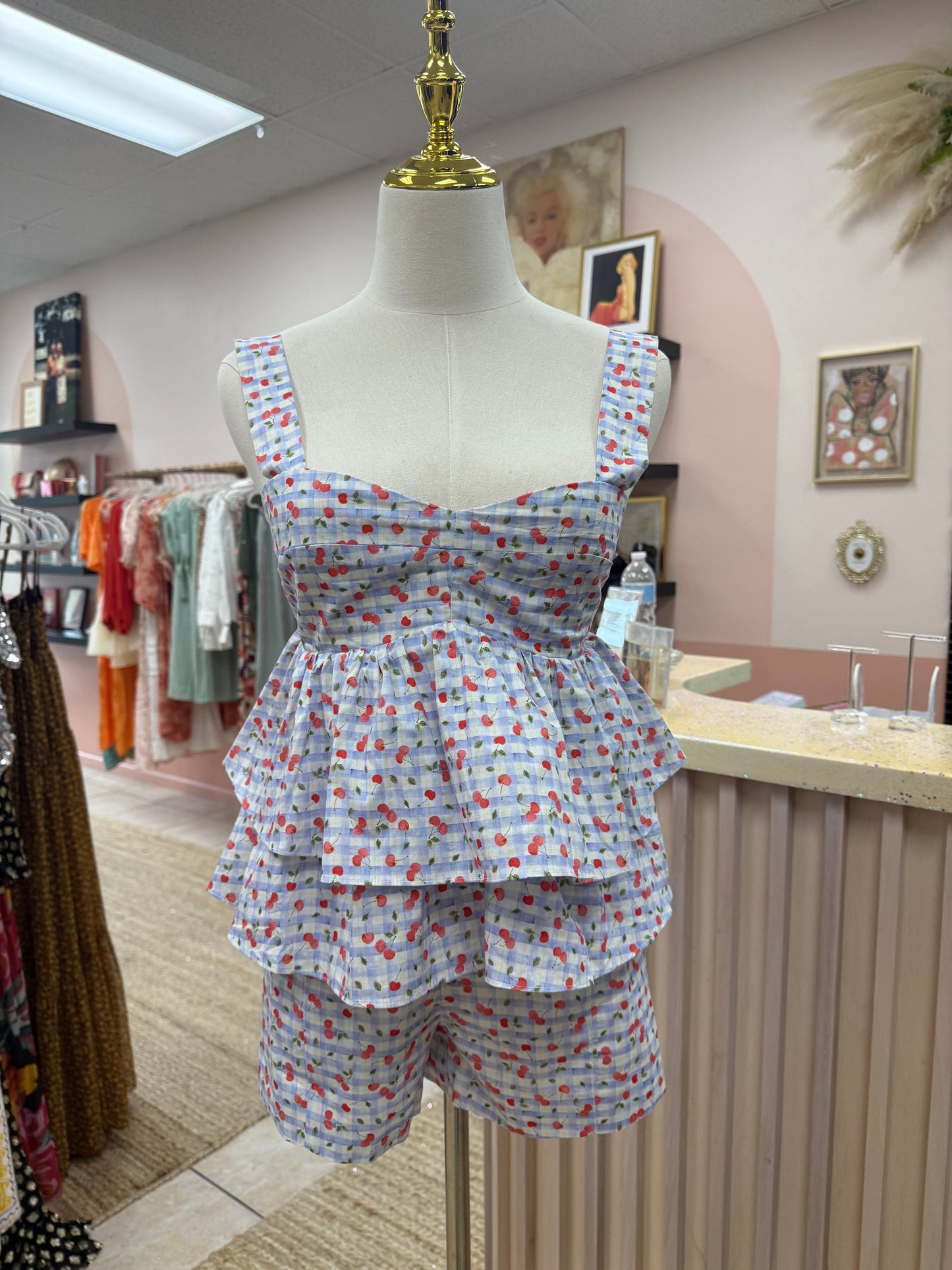 Farrah Cherry Printed Top Sincerely Ours