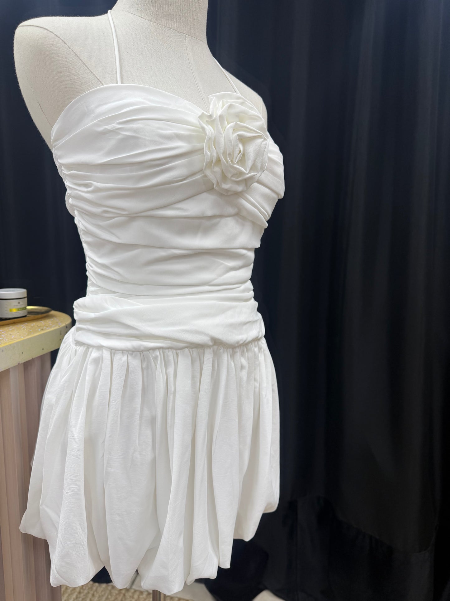 Melissa Mini Dress with Rose Applique