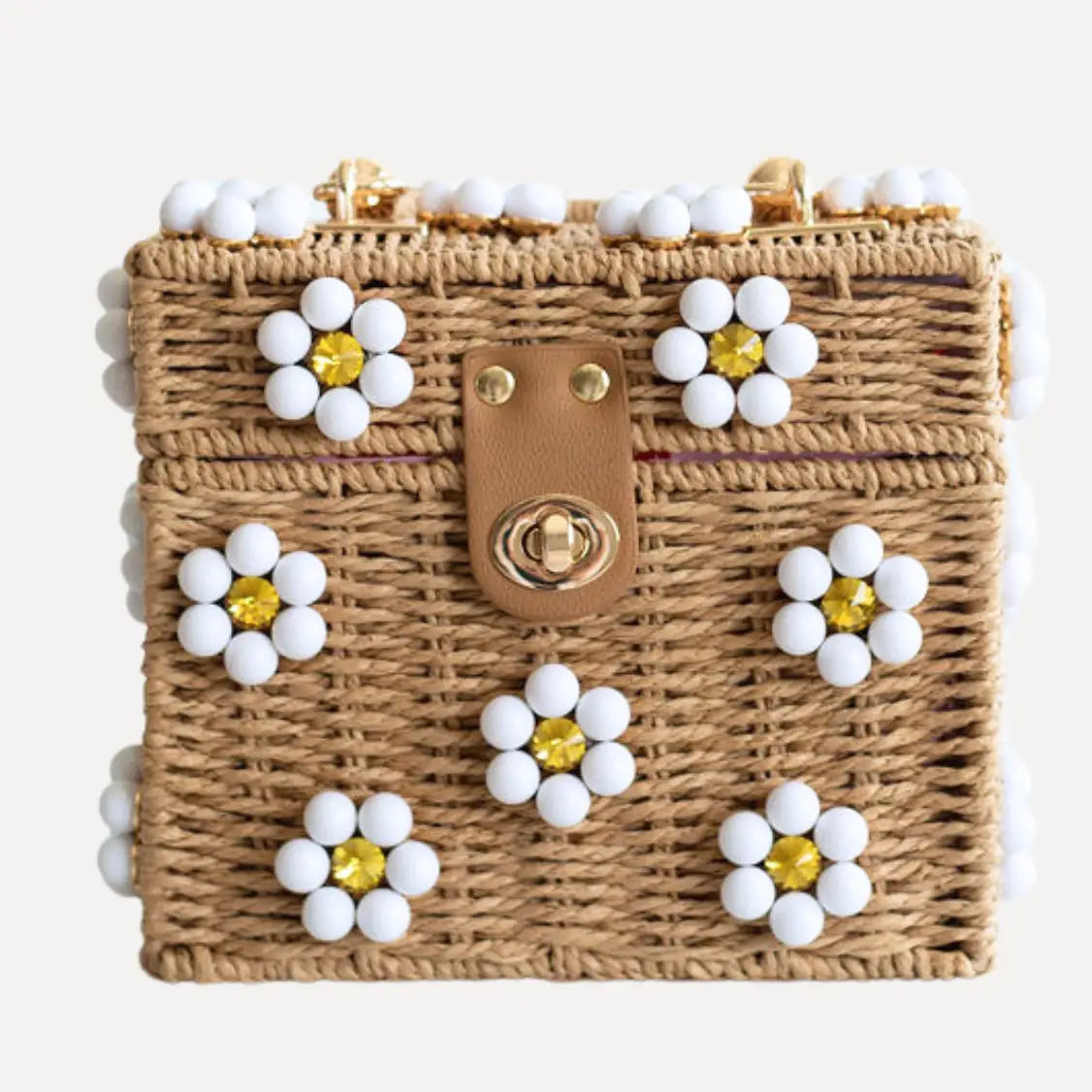 Dylan Daisy Wicker Tote, a staple for curated boutique fashion and chic affordable style available at your Womens Boutique West Palm Beach, FL.