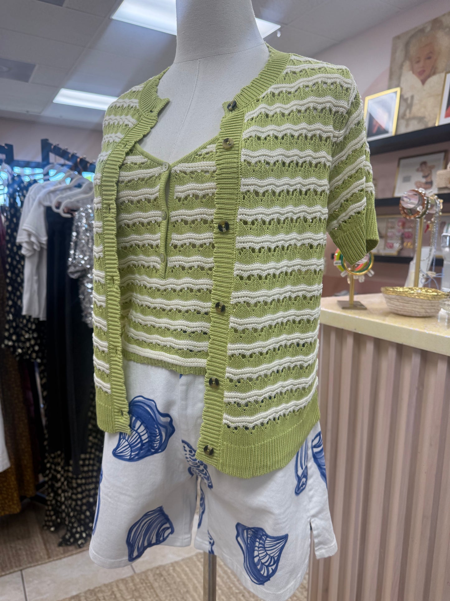 Lightweight, Lime Green and White Stripes