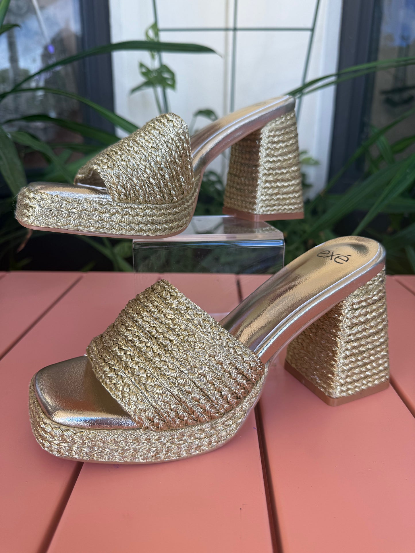 Gloria Gold Weaved Heel