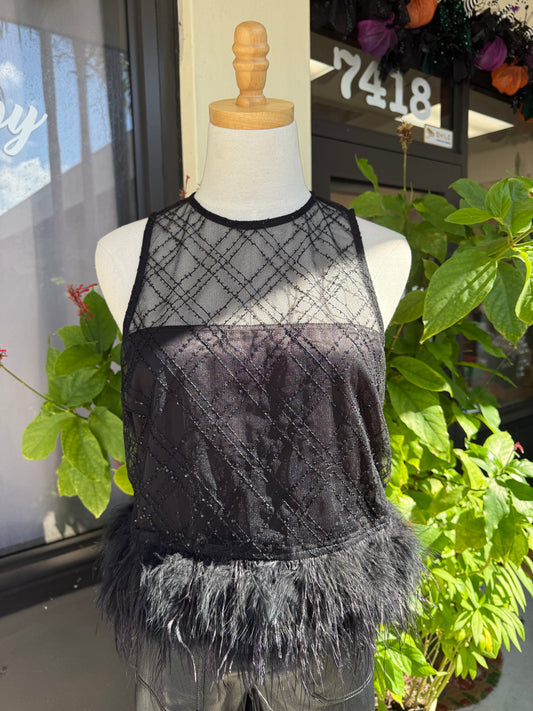 Miley Feather Trim Top