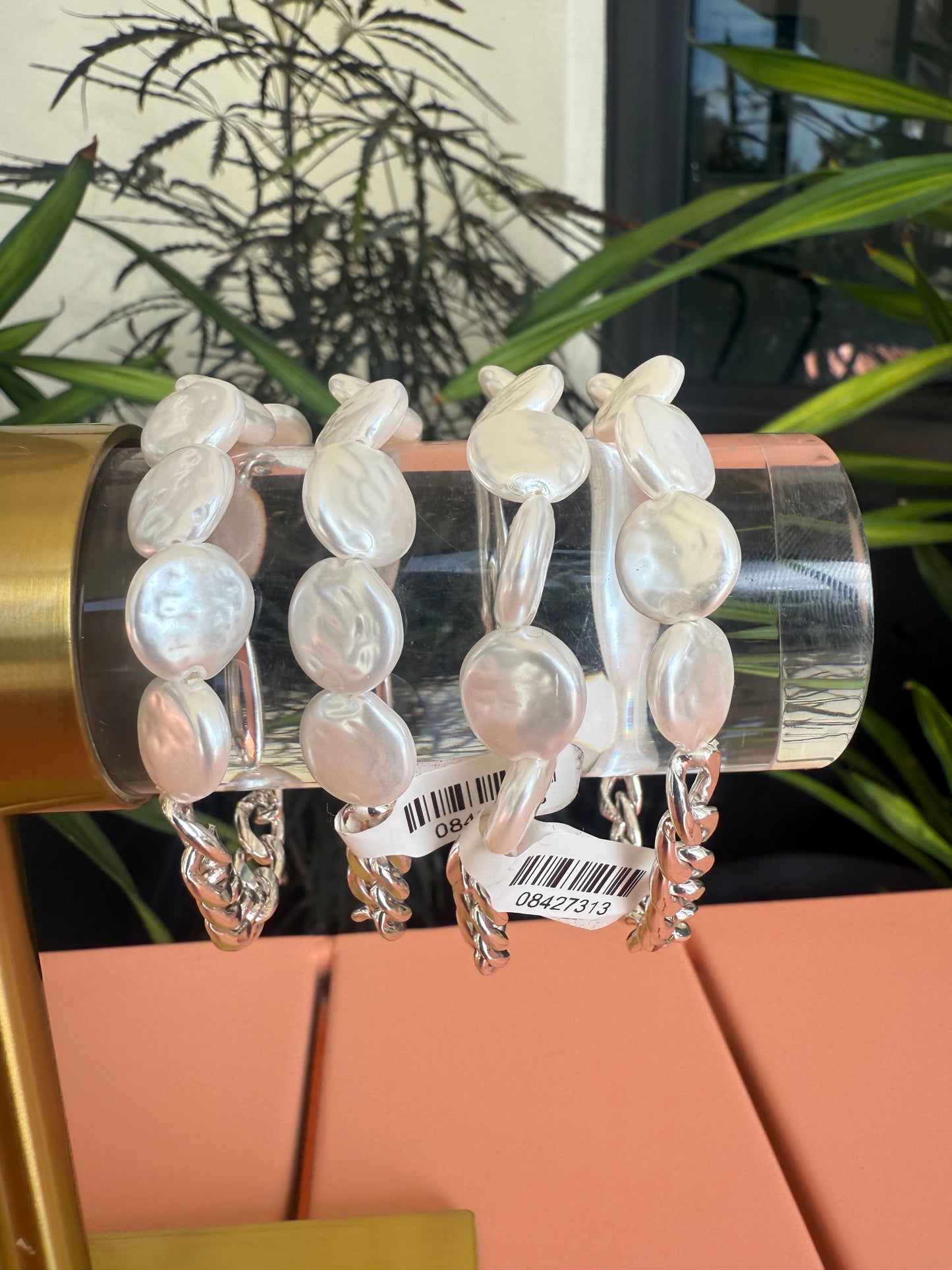 Pearl & Silver Stretch Bracelet