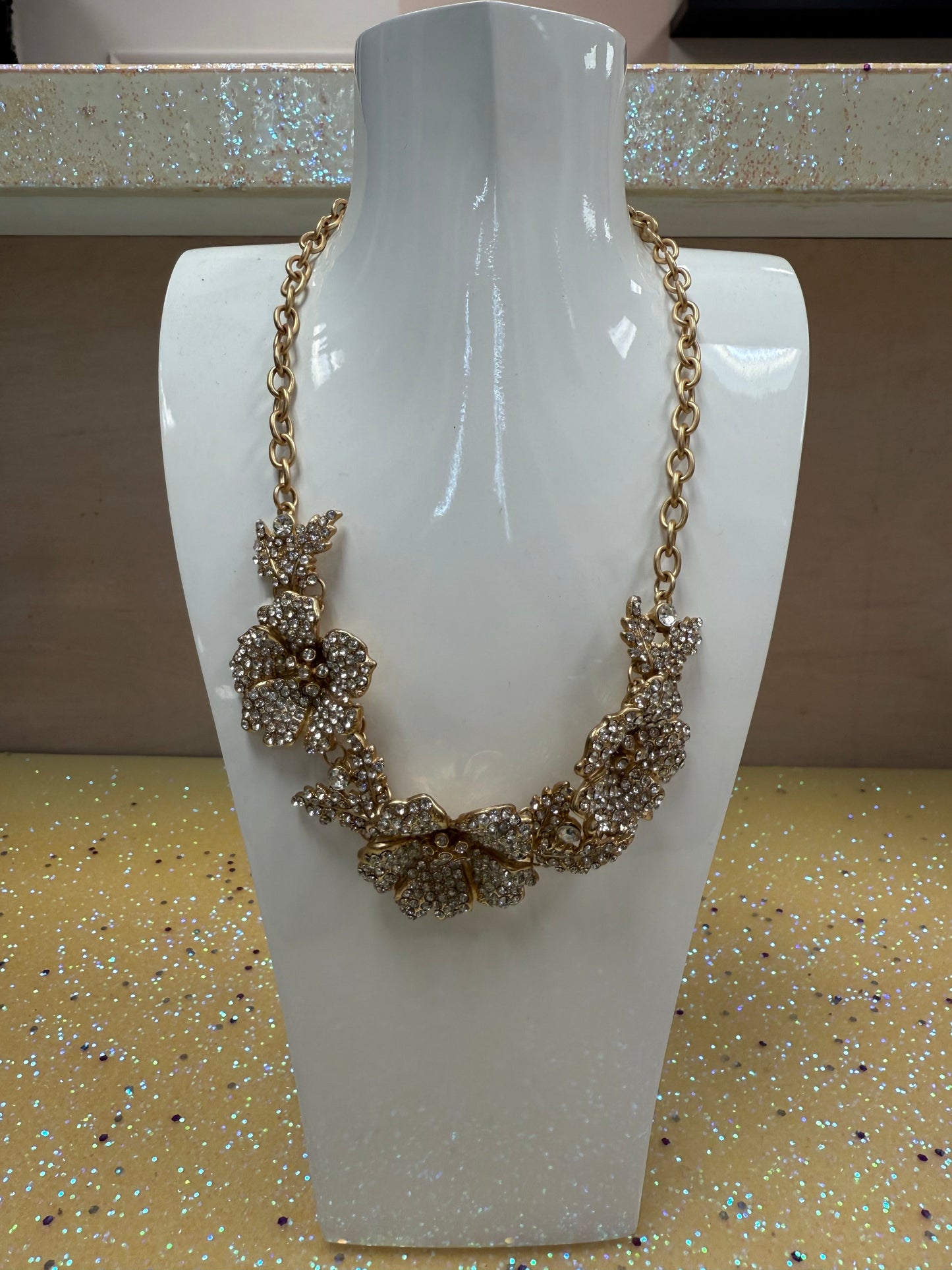 CZ Diamond Floral Necklace Joan Consigned Jewelry