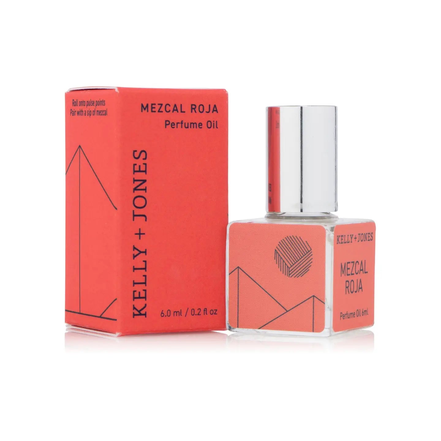 Kelly + Jones Mezcal Roja perfume oil packaging on a white background. a staple for curated boutique fashion and chic affordable style available at your Womens Boutique West Palm Beach, FL.