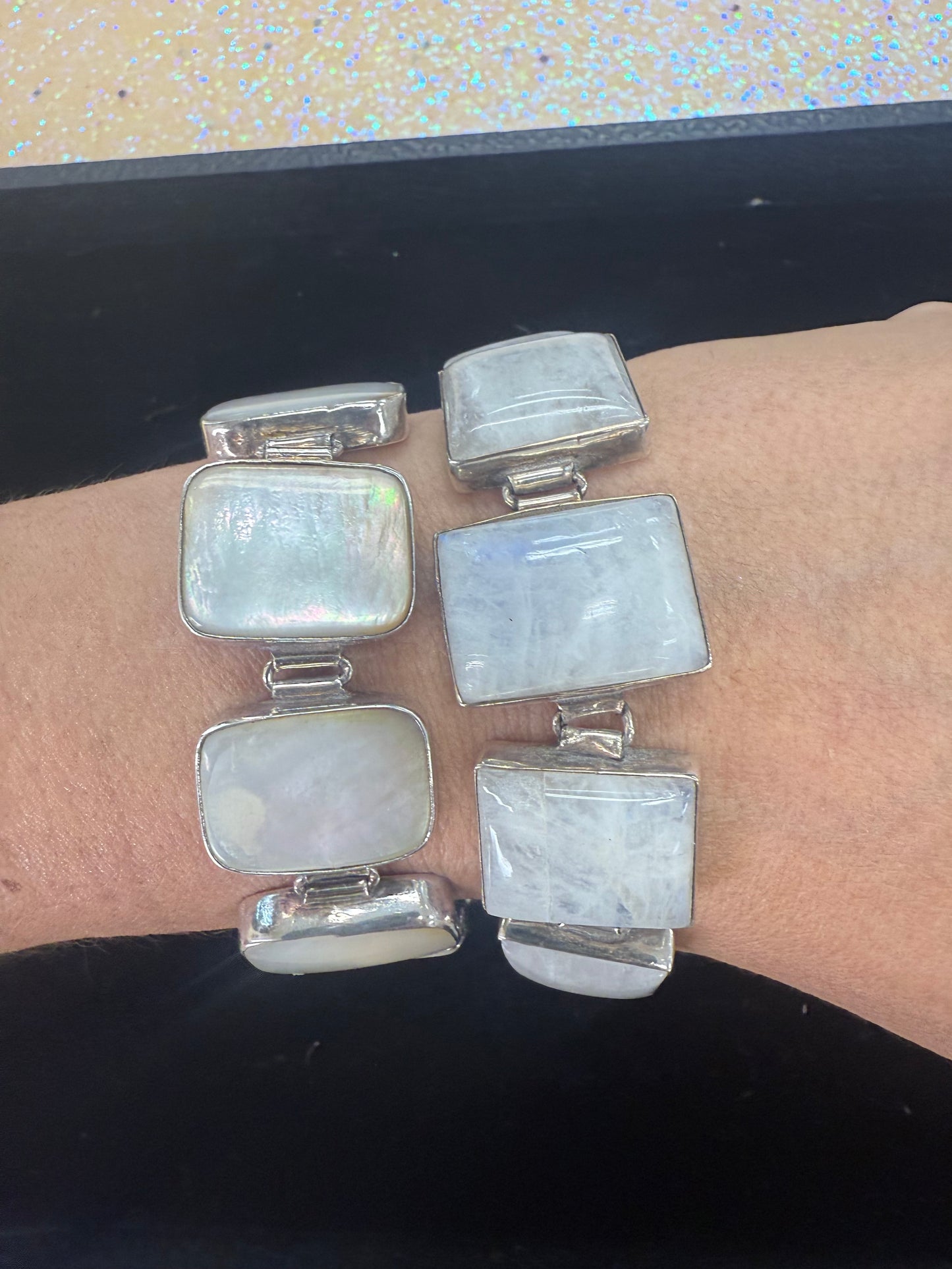 Sterling Silver with quartz and a mother of pearl stone bracelet