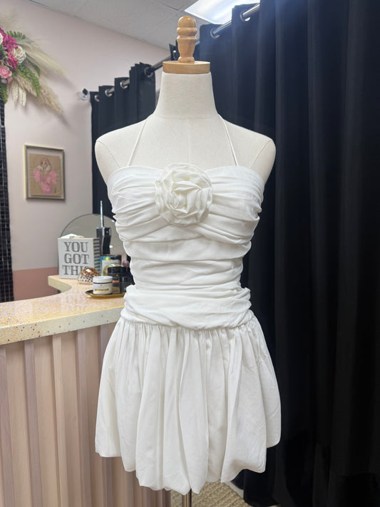 Melissa Mini Dress with Rose Applique