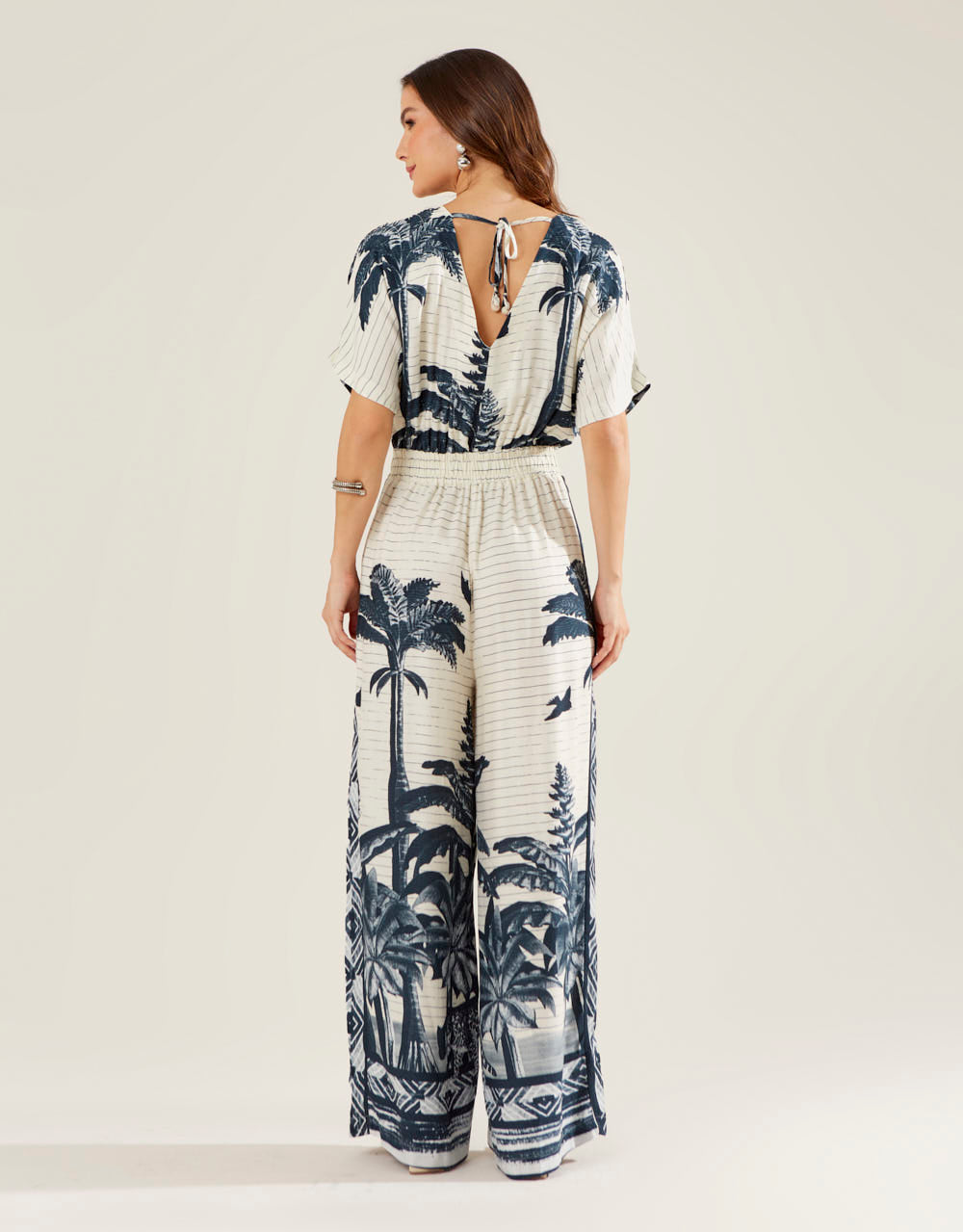 Everly Tropical Barred Jumpsuit