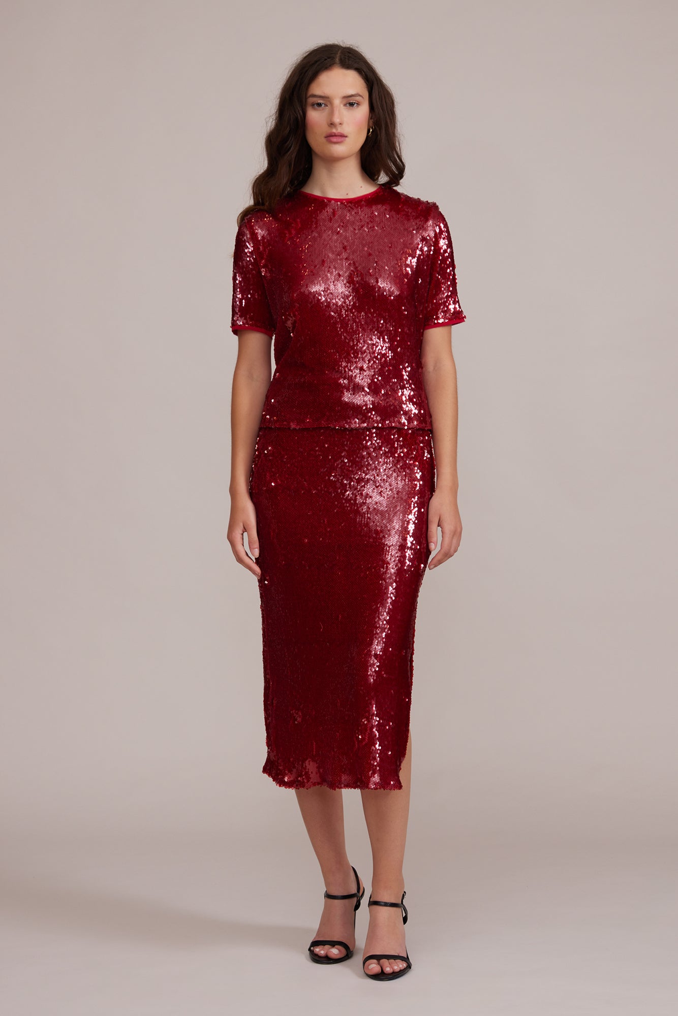 Dianne Cherry Red Sequined Blouse