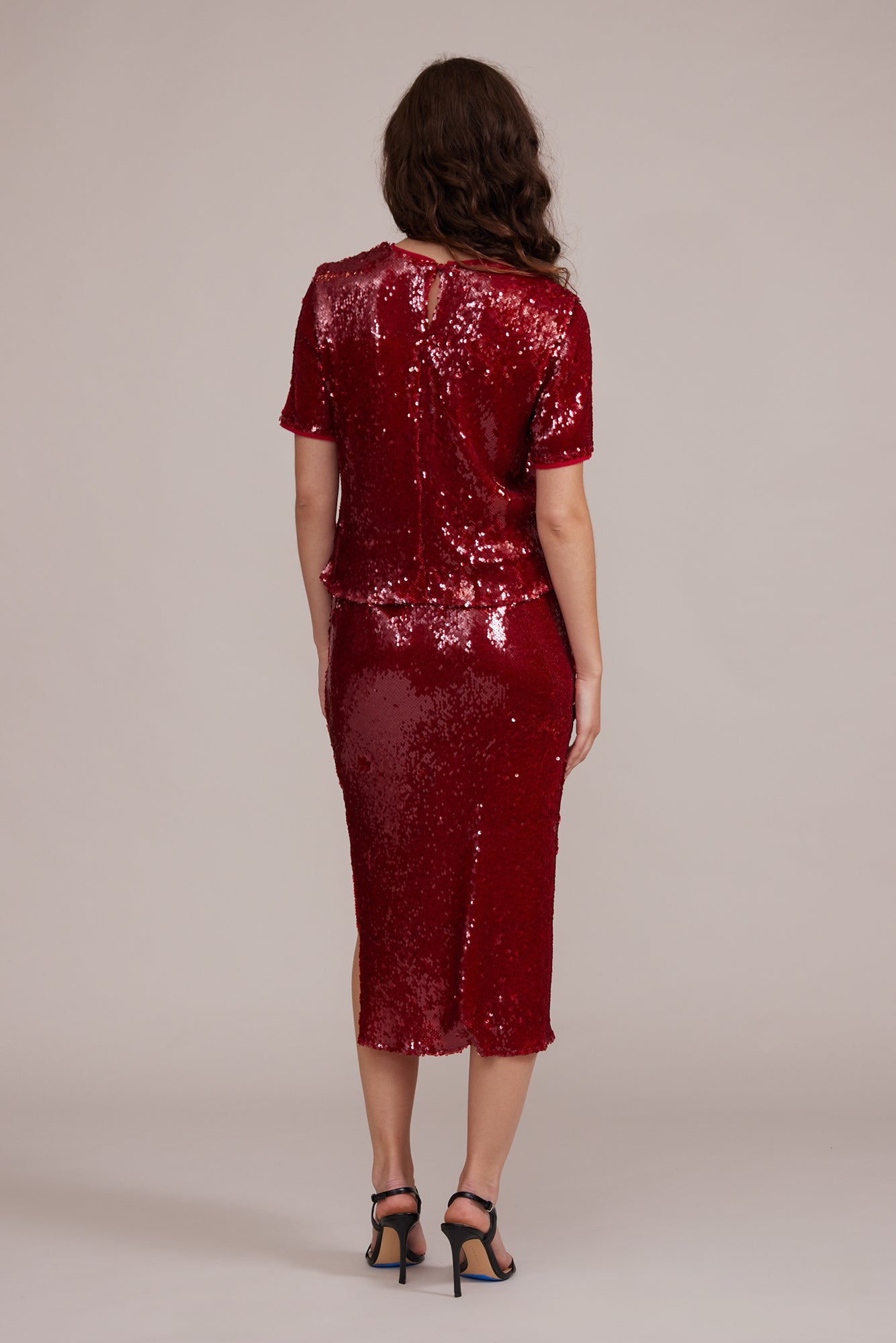 Dianne Cherry Red Sequined Blouse