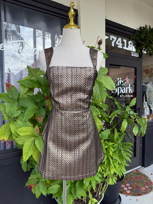 Tracy Jacquard Gold Romper