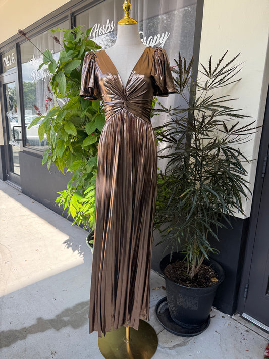 Blair Lame Twisted Front Pleated Dress