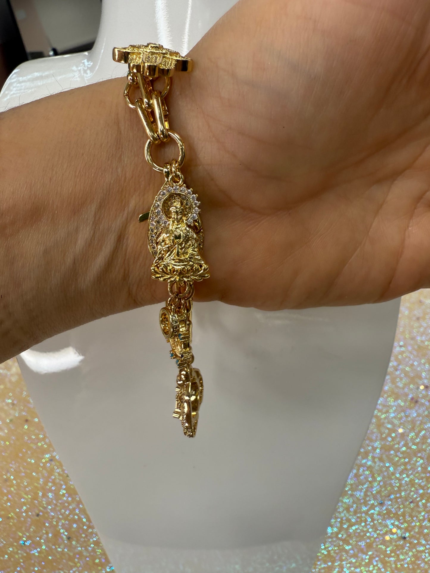 Add a touch of sparkle and fun to your wrist with this charm bracelet featuring a large lobster claw clasp adorned with dazzling cubic zirconia stones. Its playful design makes it perfect for mixing and matching with your favorite charms, adding personality and shine to any outfit. Durable and eye-catching, this bracelet is sure to become your new go-to accessory for everyday adventures. A staple for curated boutique fashion and chic 
style available at your Women's Boutique West Palm Beach, FL
CS101