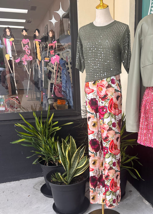 Dusty Woven Printed Pants, a staple for curated boutique fashion and chic affordable style available at your Womens Boutique West Palm Beach, FL.

