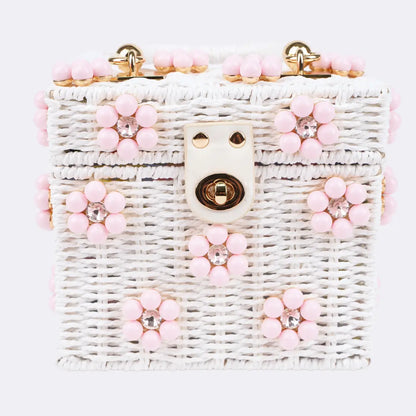 Dylan Daisy Wicker Tote,  a staple for curated boutique fashion and chic affordable style available at your Womens Boutique West Palm Beach, FL.