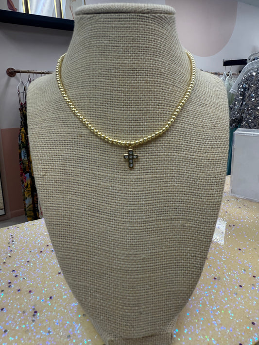 Gold Beaded Necklace - with different charms