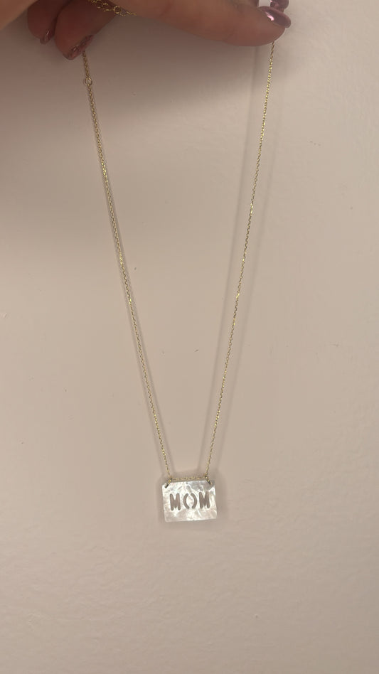 "Mom" Mother of Pearl Necklace