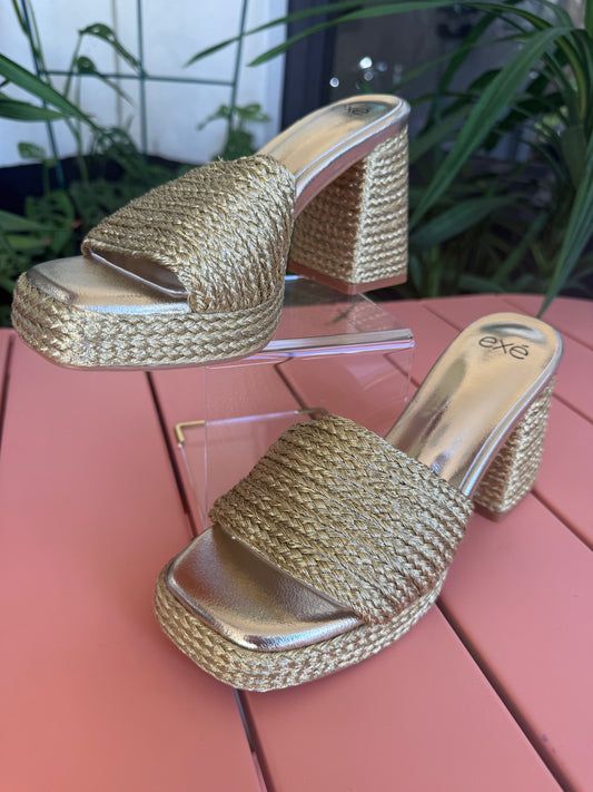 Gloria Gold Weaved Heel