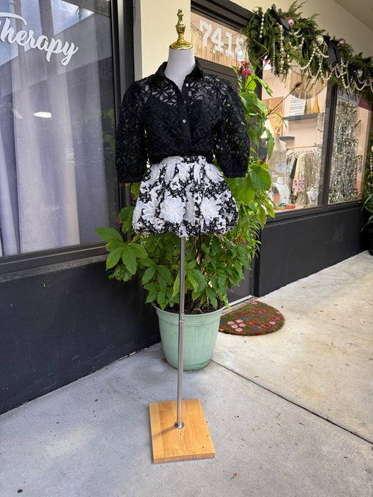 BIrdie Black Organza S/S Top