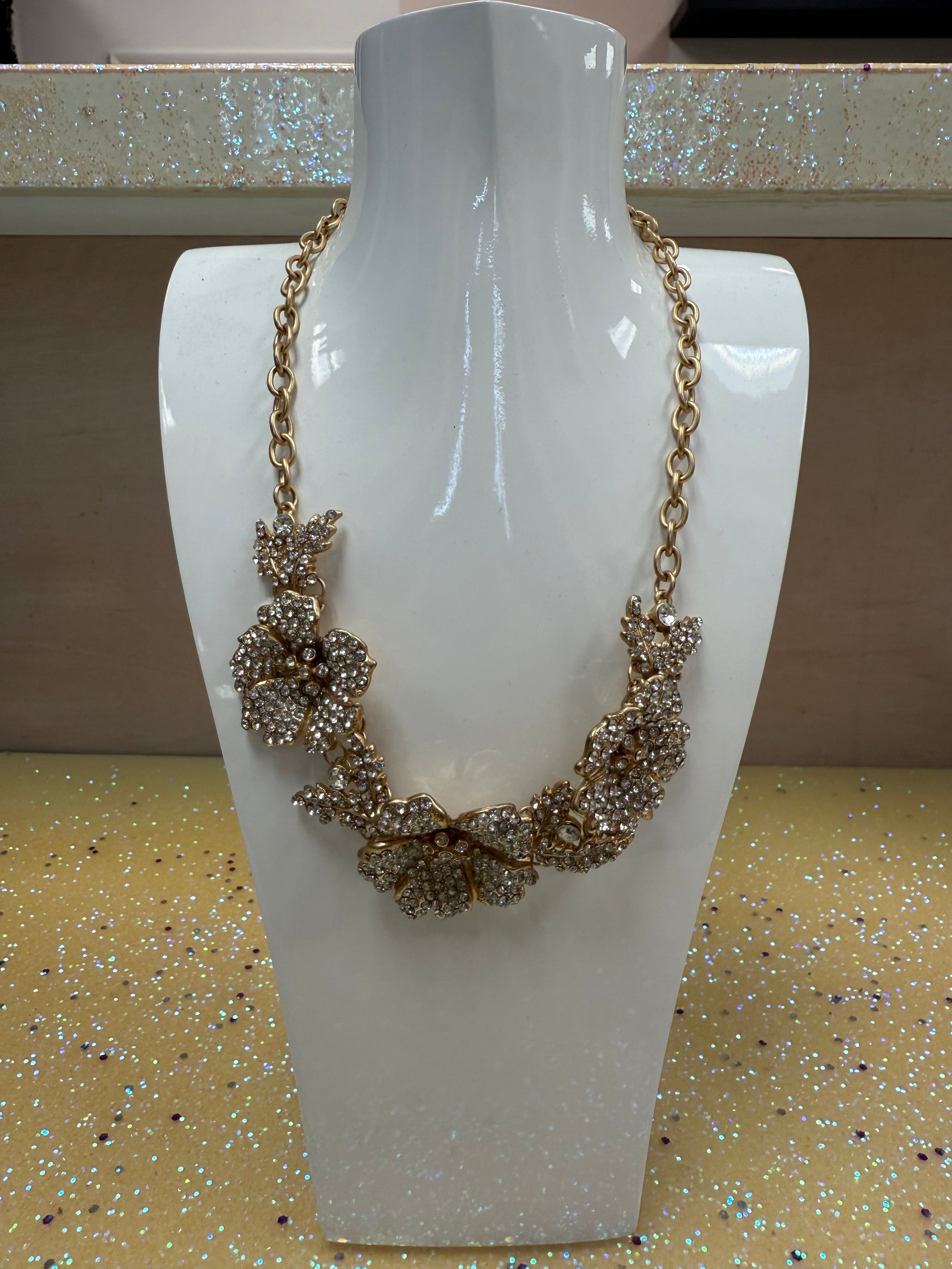CZ Diamond Floral Necklace Joan Consigned Jewelry