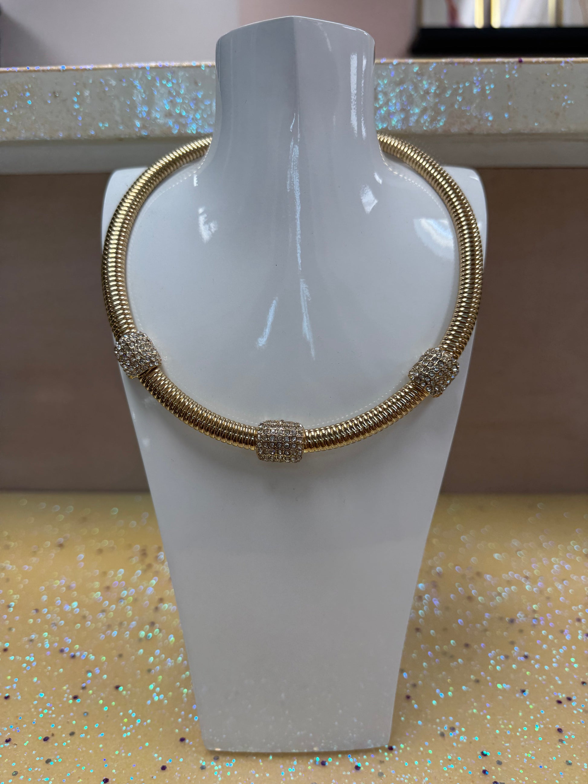 80s inspired Gold plated necklace Joan Consigned Jewelry