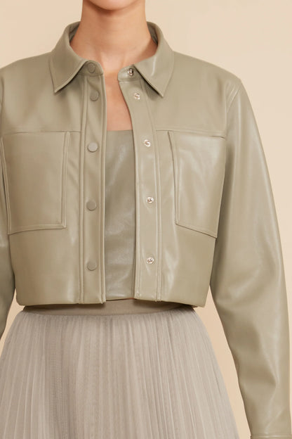 Sabine Cropped Faux Leather Jacket