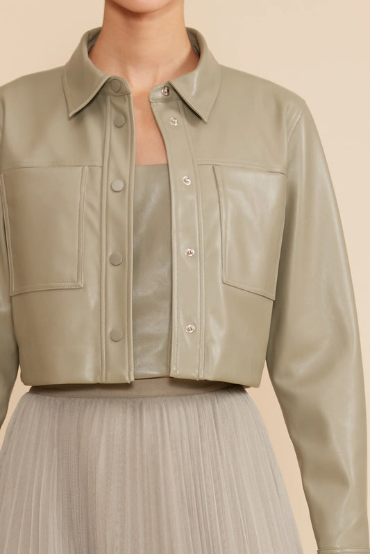 Sabine Cropped Faux Leather Jacket