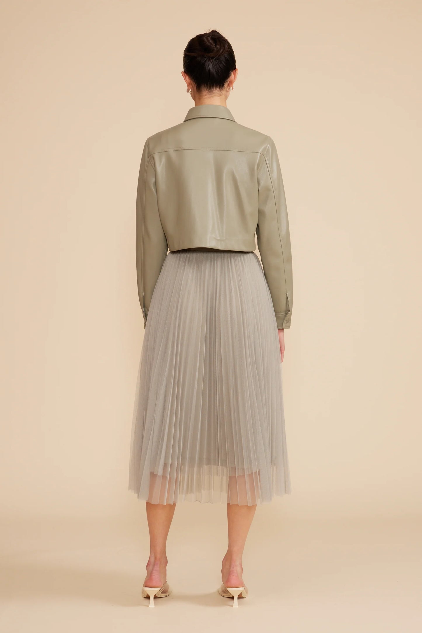 Sabine Cropped Faux Leather Jacket