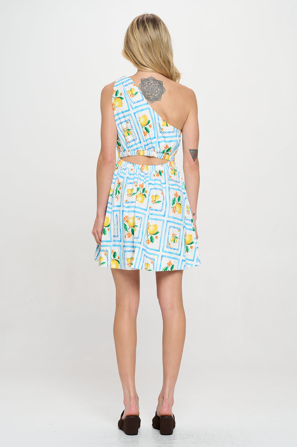 Dylan Lemonade Printed One Shoulder MIni Dress