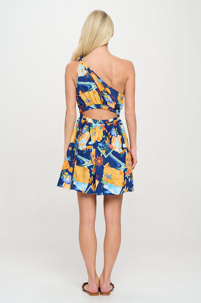 Remi One Shoulder Wrap Midi Dress