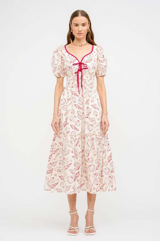 Marceline Printed Midi Dress with Puff Sleeves