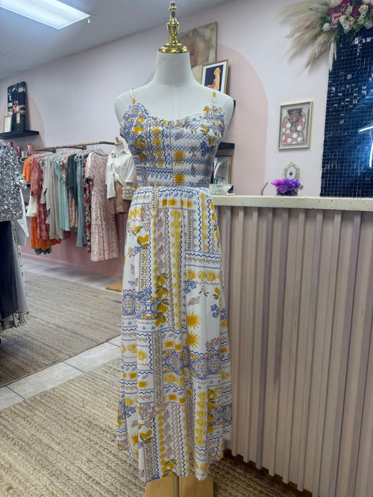Printed, Lemon Printed, Summer Dress, Smocking Top
