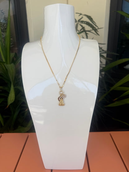 Short Necklace with Buddha, Heart & Moon CZ charm, a staple for curated boutique fashion and chic affordable style available at your Womens Boutique West Palm Beach, FL.