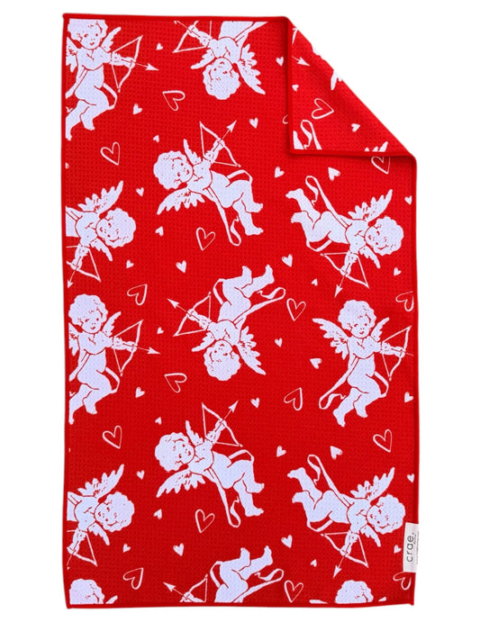 hand kitchen towel
double sided printed graphics
Cupid with Hearts design
Dry quick hand towels
