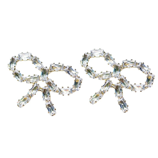 Sparkling Diamond Mini Bow Earrings