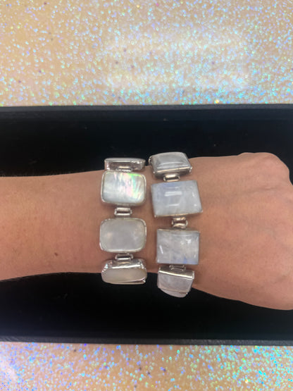 Sterling Silver with quartz and a mother of pearl stone bracelet