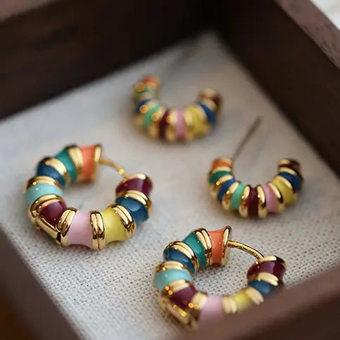 Viannie Vintage Multicolor Round Earrings Multicolor, a staple for curated boutique fashion and chic affordable style available at your Womens Boutique West Palm Beach, FL.

