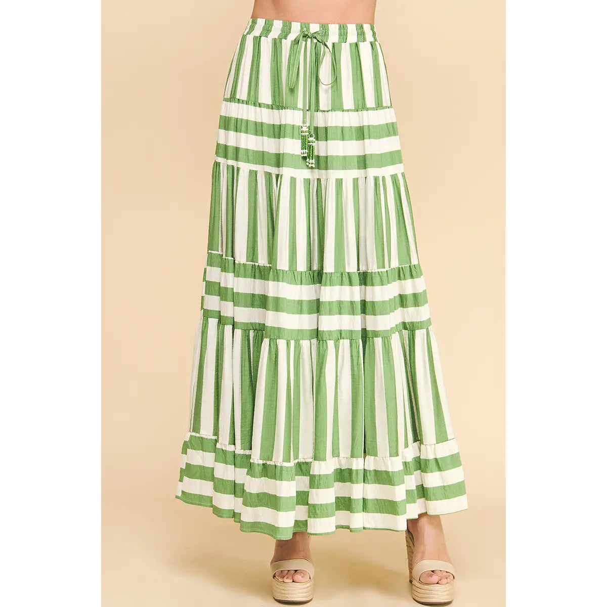 Ella Stripe Tiered Maxi Skirt