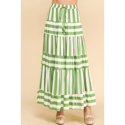 Ella Stripe Tiered Maxi Skirt