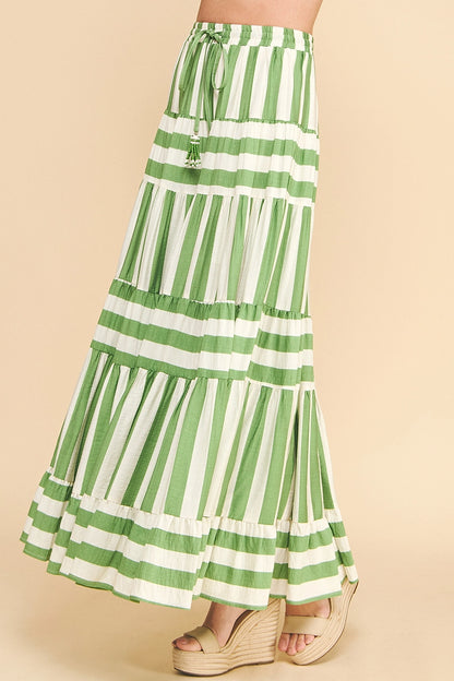 Ella Stripe Tiered Maxi Skirt